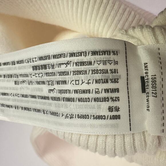 NWT Abercrombie & Fitch Cream Ribbed Knit Long Sleeve Cutout Bodycon Maxi Dress - Picture 6 of 9